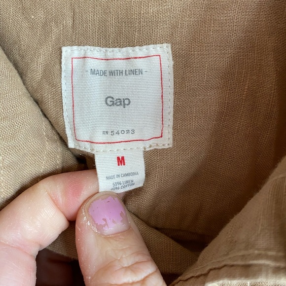 Linen Blend Neutral Button Up - Picture 7 of 7